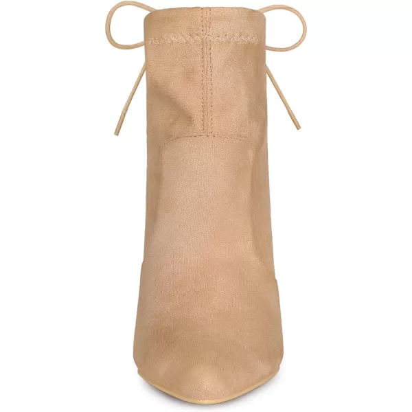 Allegra K Women's Pointed Toe Drawstring Pull on Block Heel Ankle Boots