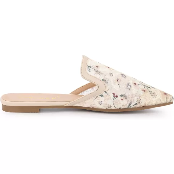 Allegra K Women's Pointed Toe Floral Embroidery Flats Mules