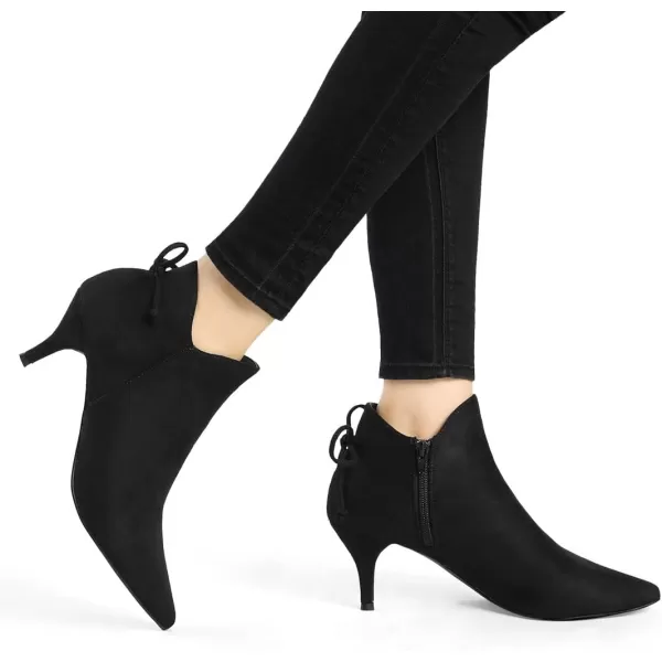 Allegra K Women's Pointed Toe Kitten Heel Ankle Booties