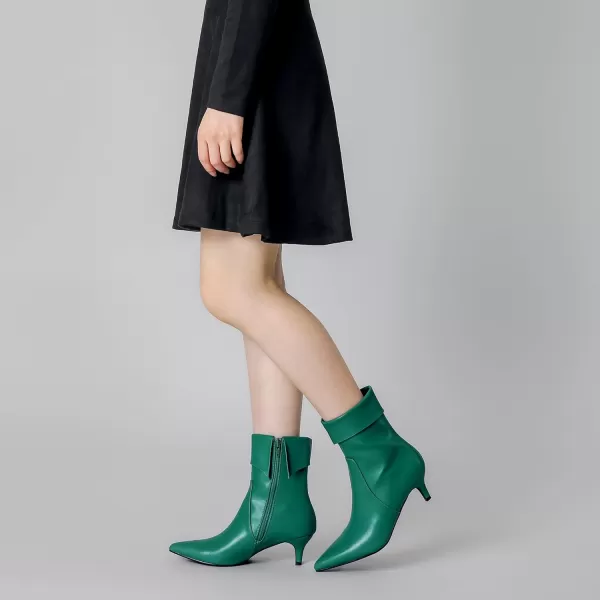 Allegra K Women's Pointed Toe Side Zip Kitten Heel Ankle Boots