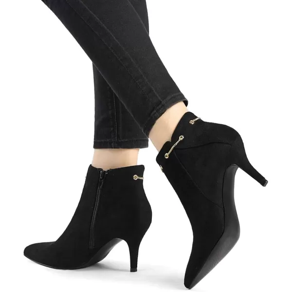 Allegra K Women's Pointed Toe Side Zip Stiletto Heel Ankle Booties