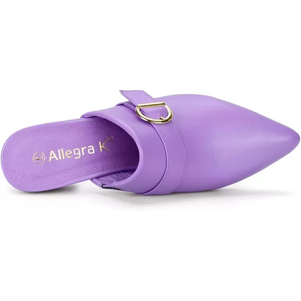 Allegra K Women's Pointed Toe Slip on Block Heel Sandals Mules