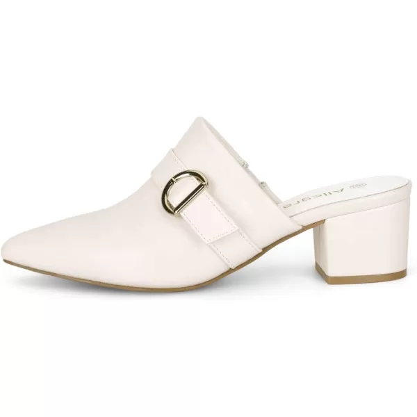 Allegra K Women's Pointed Toe Slip on Block Heel Sandals Mules