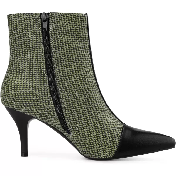 Allegra K Women's Pointed Toe Stiletto Heels Houndstooth Ankle Booties