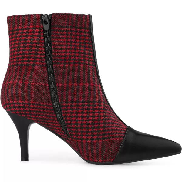 Allegra K Women's Pointed Toe Stiletto Heels Houndstooth Ankle Booties