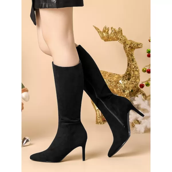 Allegra K Women's Pointed Toe Stiletto Heels Knee High Boots