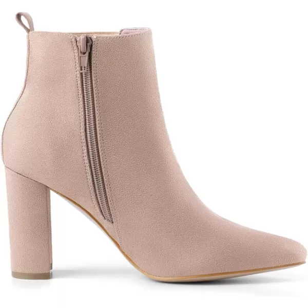 Allegra K Women's Pointed Toe Zipper Block Heel Ankle Chelsea Boots