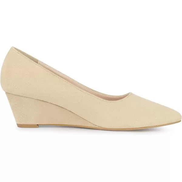 Allegra K Women's Pointy Toe Slip On Wedge Heel Pumps