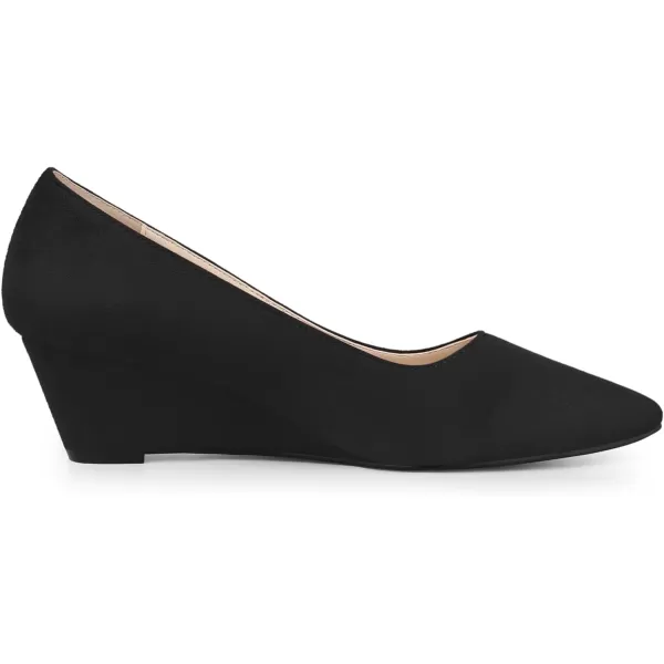 Allegra K Women's Pointy Toe Slip On Wedge Heel Pumps