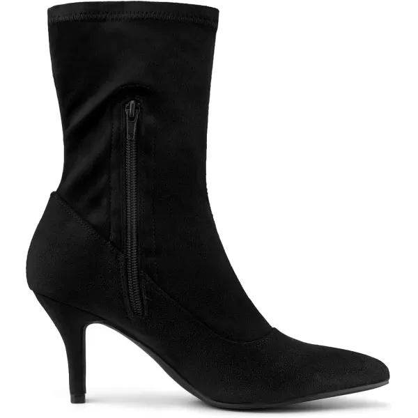 Allegra K Women's Pointy Toe Stretch Sock Stiletto Heels Ankle Boots