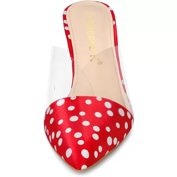 Allegra K Women's Polka Dots Clear Chunky Heels Slides Mules