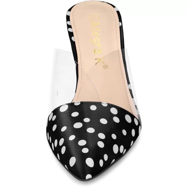 Allegra K Women's Polka Dots Clear Chunky Heels Slides Mules