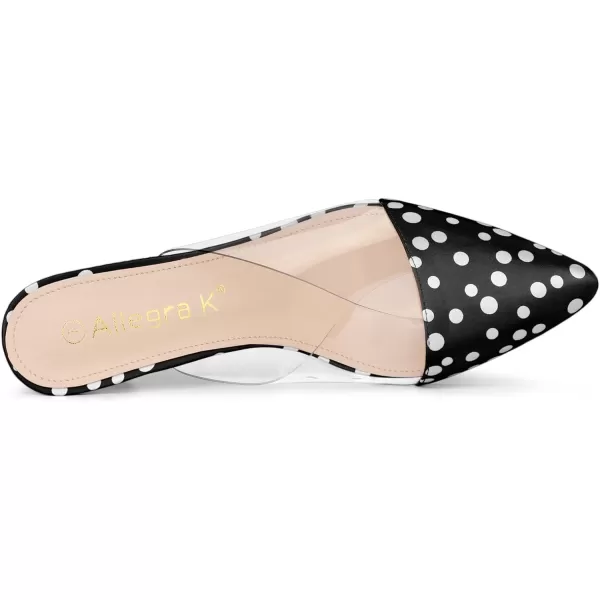 Allegra K Women's Polka Dots Clear Chunky Heels Slides Mules