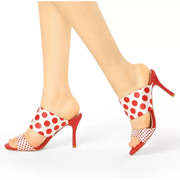 Allegra K Women's Polka Dots Stiletto Heel Slides Sandals