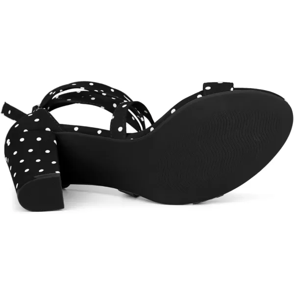 Allegra K Women's Polka Dots Strappy Heels Lace Up Chunky Heels Sandals