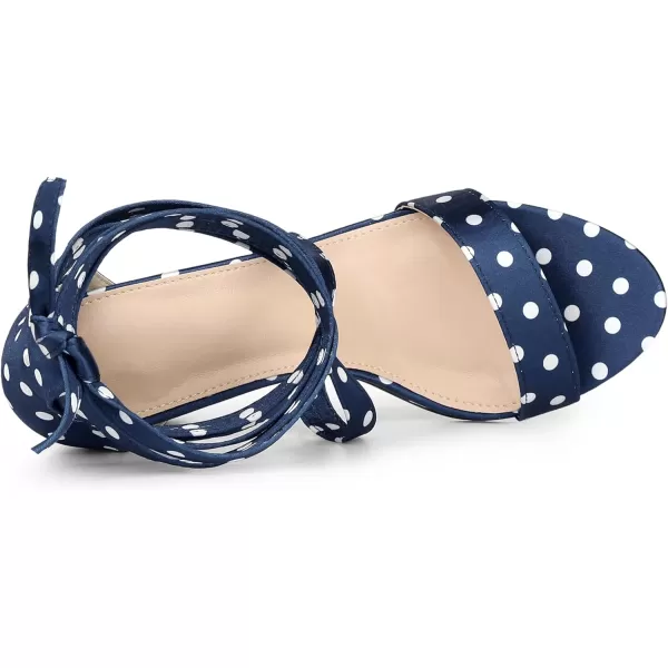 Allegra K Women's Polka Dots Strappy Heels Lace Up Chunky Heels Sandals