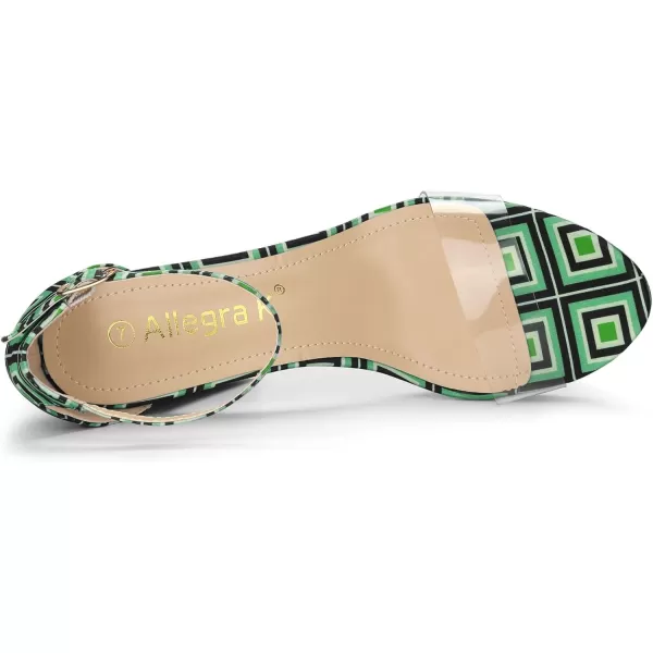 Allegra K Women's Printed Clear Platform Chunky Heel Sandals