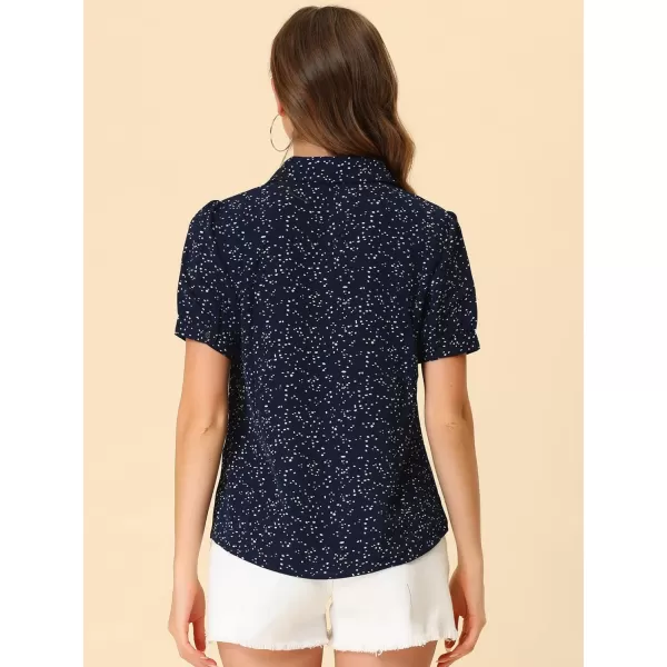 Allegra K Women's Retro Dots Blouses Bow Tie Peter Pan Collar Chiffon Blouse