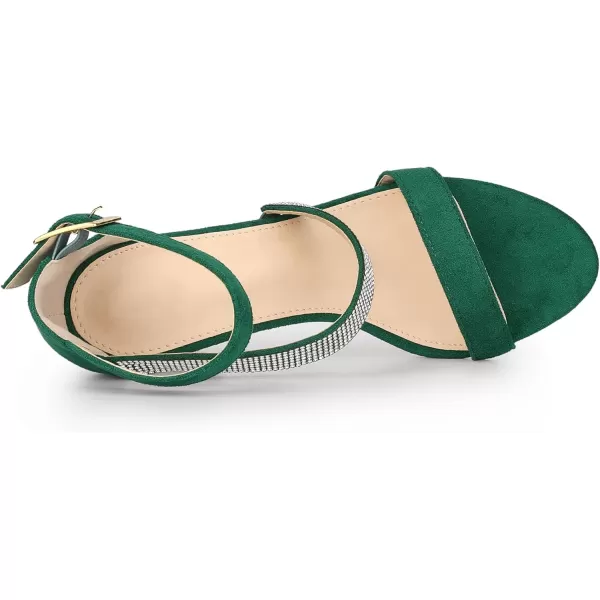 Allegra K Women's Rhinestone Open Toe Block Heels Sandals
