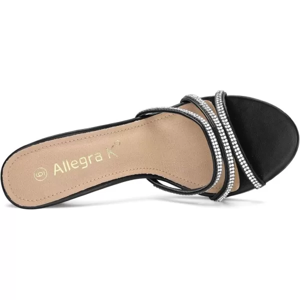 Allegra K Women's Rhinestone Strappy Heel Mules