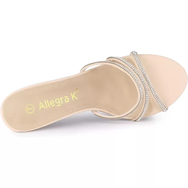 Allegra K Women's Rhinestone Strappy Heel Mules