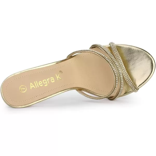 Allegra K Women's Rhinestone Strappy Heel Mules