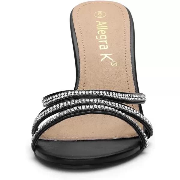 Allegra K Women's Rhinestone Strappy Heel Mules