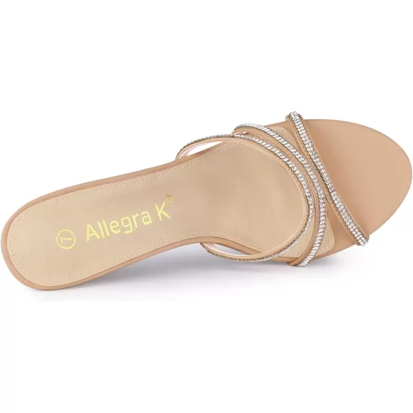 Allegra K Women's Rhinestone Strappy Heel Mules