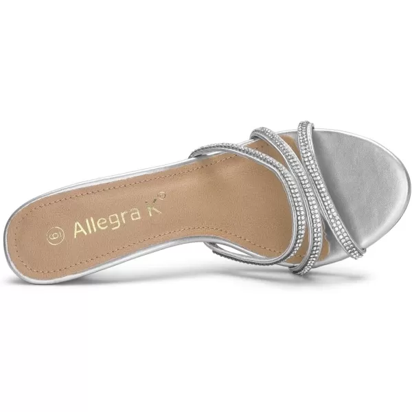 Allegra K Women's Rhinestone Strappy Heel Mules