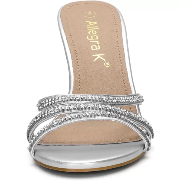 Allegra K Women's Rhinestone Strappy Heel Mules