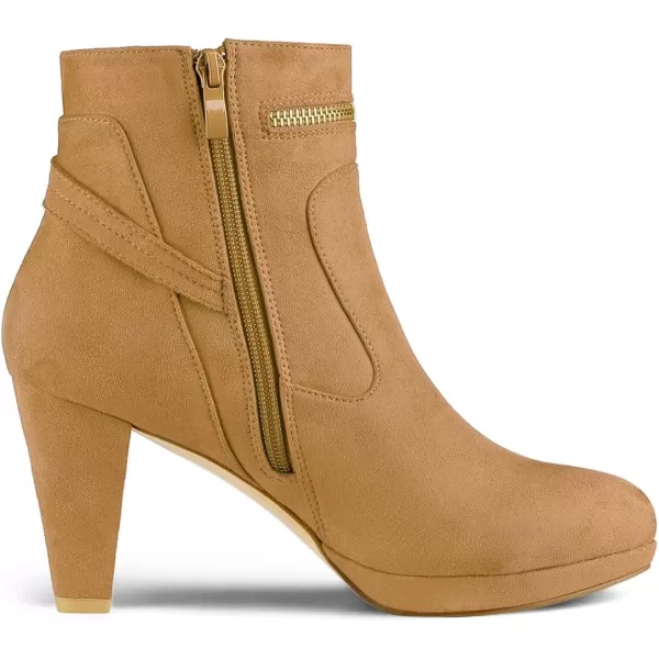 Allegra K Women's Round Toe Ankle Mid Heel Boots