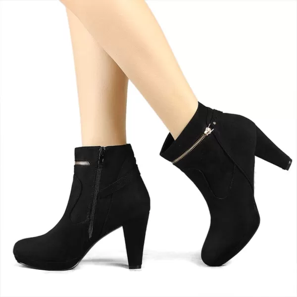 Allegra K Women's Round Toe Ankle Mid Heel Boots