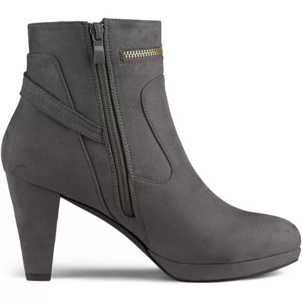 Allegra K Women's Round Toe Ankle Mid Heel Boots