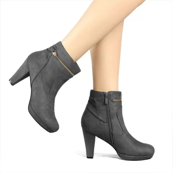 Allegra K Women's Round Toe Ankle Mid Heel Boots