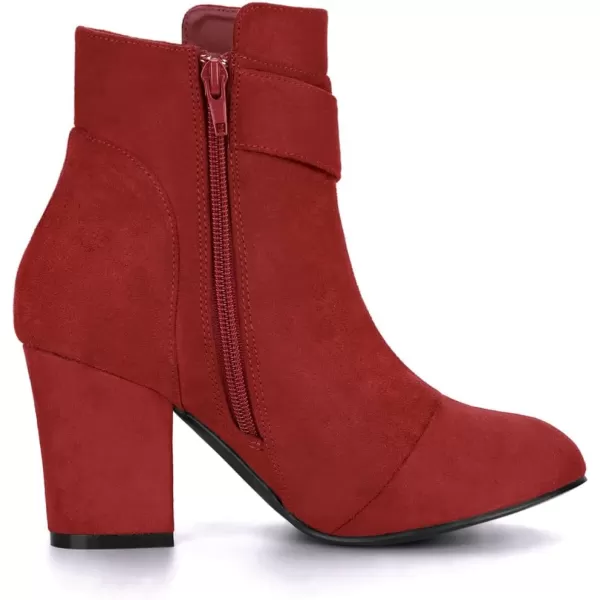 Allegra K Women's Round Toe Block Heel Boots Ankle Booties