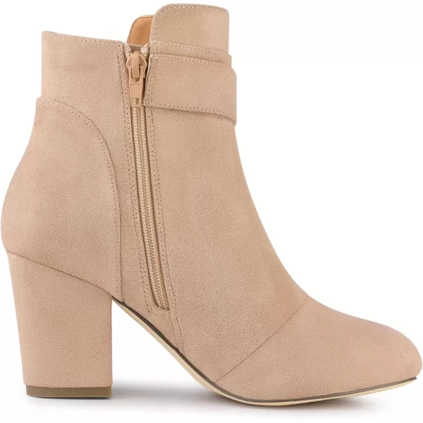 Allegra K Women's Round Toe Block Heel Boots Ankle Booties