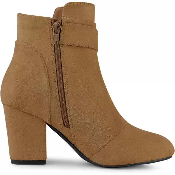 Allegra K Women's Round Toe Block Heel Boots Ankle Booties