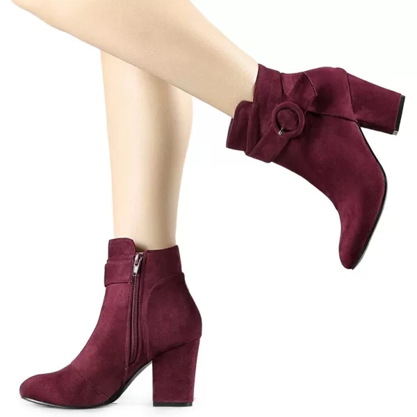 Allegra K Women's Round Toe Block Heel Boots Ankle Booties