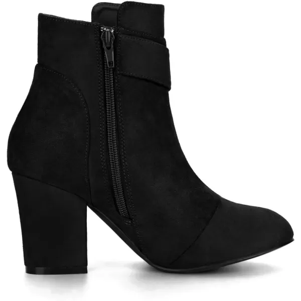 Allegra K Women's Round Toe Block Heel Boots Ankle Booties