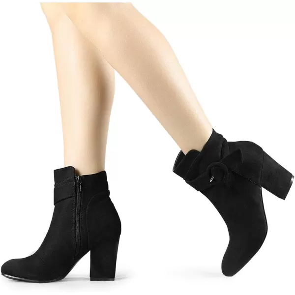 Allegra K Women's Round Toe Block Heel Boots Ankle Booties