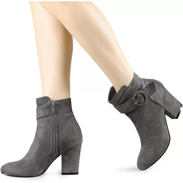 Allegra K Women's Round Toe Block Heel Boots Ankle Booties