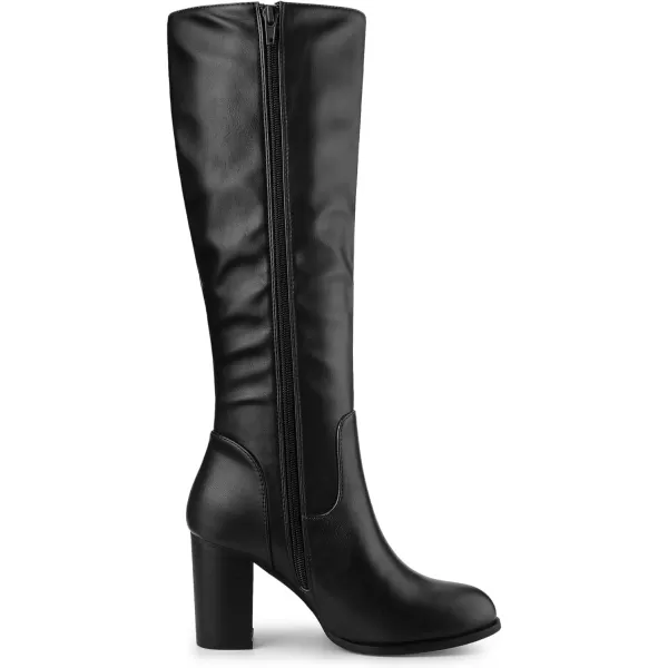 Allegra K Women's Round Toe Block Heeled Knee High Boots