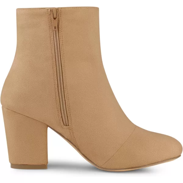 Allegra K Women's Round Toe Chunky Heel Ankle Boots