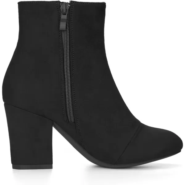 Allegra K Women's Round Toe Chunky Heel Ankle Boots