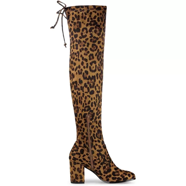 Allegra K Women's Round Toe Chunky Heel Over the Knee High Boots