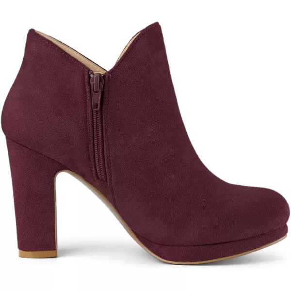 Allegra K Women's Round Toe Chunky Heeled Ankle Heel Boots