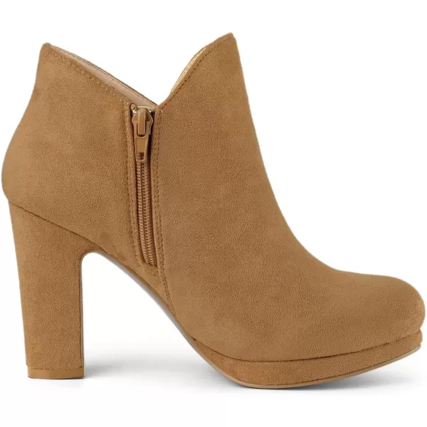 Allegra K Women's Round Toe Chunky Heeled Ankle Heel Boots