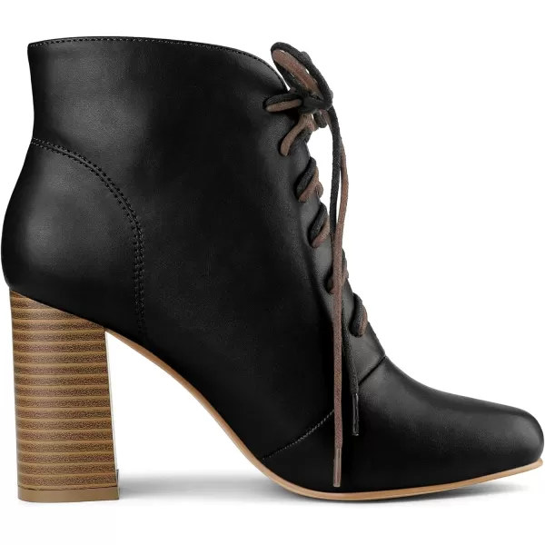 Allegra K Women's Round Toe Lace Up Chunky Heels Ankle Booties