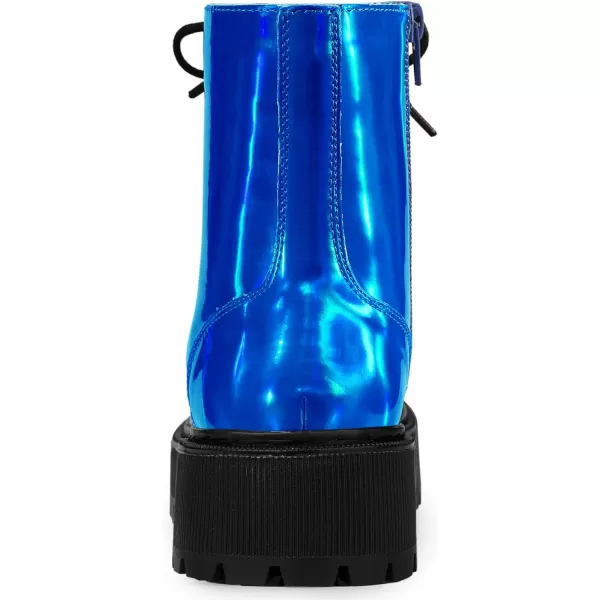 Allegra K Women's Round Toe Platform Lace Up Colorful Combat Ankle Boots