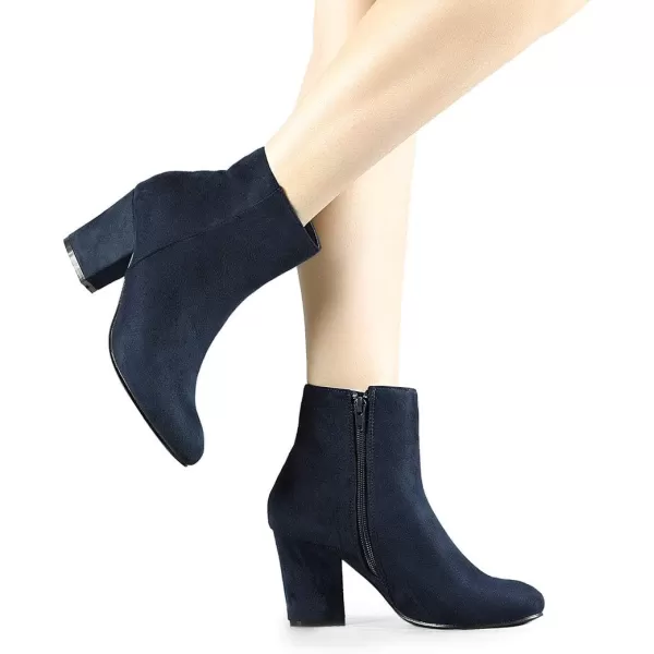 Allegra K Women's Round Toe Side Zip Chunky Heel Ankle Boots